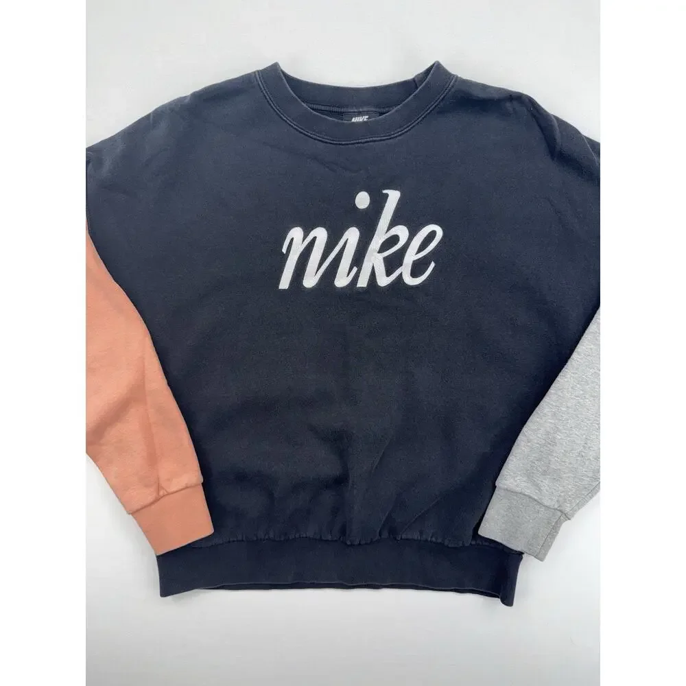 Nike NSW Women’s Spellout Black Pink Gray Long Sleeve Sweater Sweatshirt Small